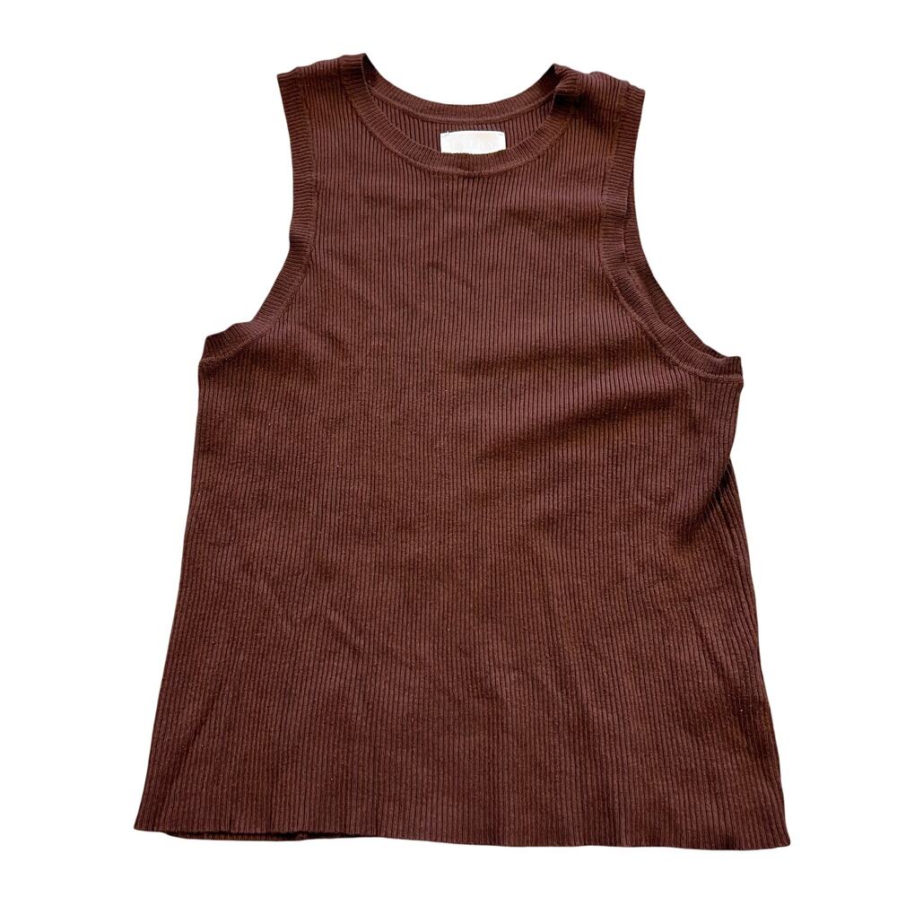 Every Brown Ribbed Sleeveless Crew Neck Sweater XL